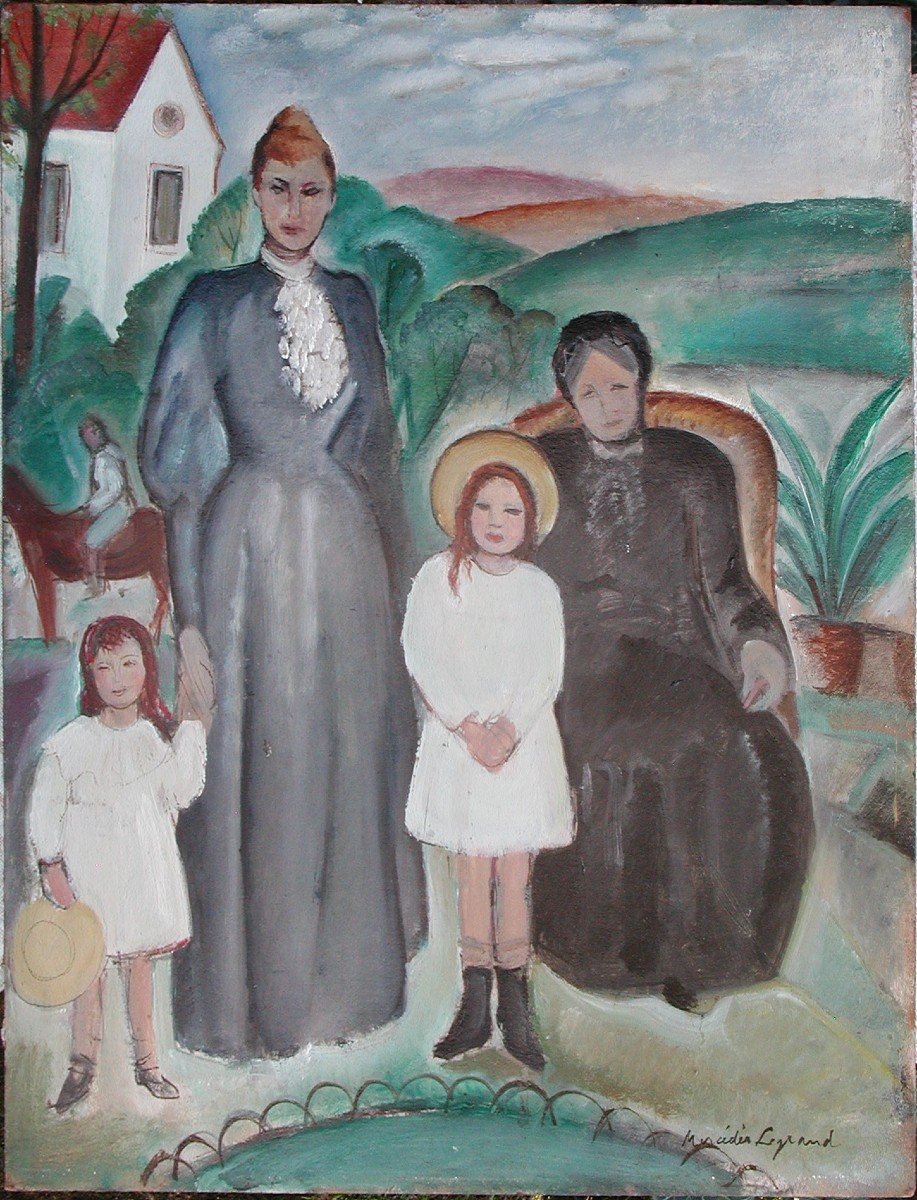 Mercedes LEGRAND "Portrait de famille"  huile sur carton 46x38